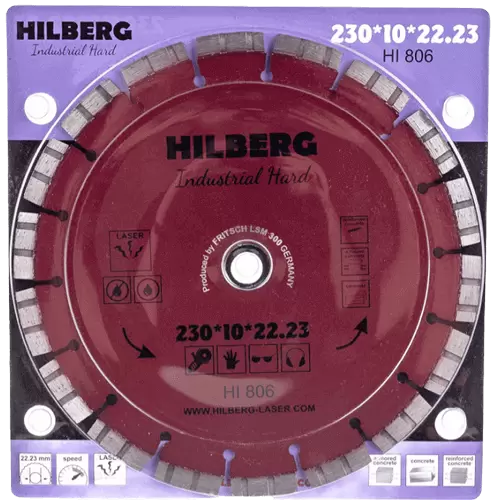 Алмазный диск по железобетону 230*22.23*10*3.2мм Industrial Hard Laser Hilberg HI806 - интернет-магазин «Стронг Инструмент» город Омск