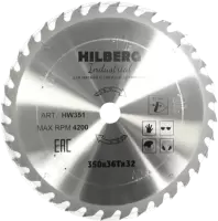 Пильный диск по дереву 350*32*3.2*36T Industrial Hilberg HW351