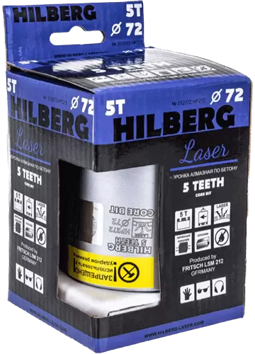Коронка алмазная по армированному бетону SDS-Plus 72 мм Hilberg Laser 5 Teeth HP272 - интернет-магазин «Стронг Инструмент» город Омск