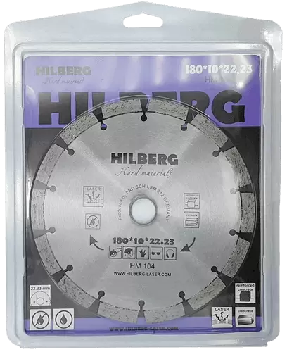 Алмазный диск по железобетону 180*22.23*10*2.4мм Hard Materials Laser Hilberg HM104 - интернет-магазин «Стронг Инструмент» город Омск