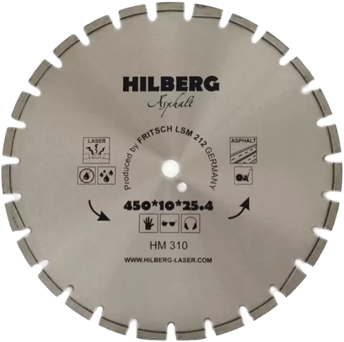 Алмазный диск по асфальту 450*25.4/12*10*3.6мм серия Laser Hilberg HM310 - интернет-магазин «Стронг Инструмент» город Омск
