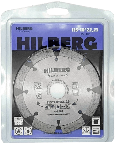 Алмазный диск по железобетону 115*22.23*10*2.0мм Hard Materials Laser Hilberg HM101 - интернет-магазин «Стронг Инструмент» город Омск