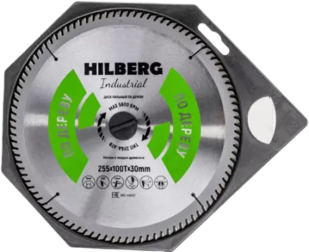 Пильный диск по дереву 255*30*2.6*100T Hilberg HW257 - интернет-магазин «Стронг Инструмент» город Омск