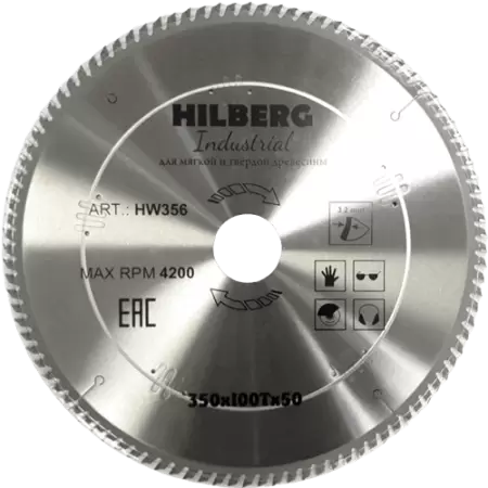 Пильный диск по дереву 350*50*3.2*100T Industrial Hilberg HW356