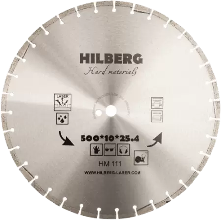 Алмазный диск по железобетону 500*25.4/12*10*4.0мм Hard Materials Laser Hilberg HM111