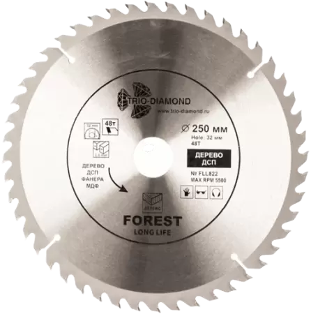 Пильный диск по дереву 250*32/30*2.8*48T Trio-Diamond FLL822 - интернет-магазин «Стронг Инструмент» город Омск