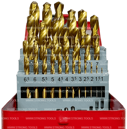 Набор сверл по металлу из 25 предметов 1.0-13.0мм TiN Strong СТС-021000125 - интернет-магазин «Стронг Инструмент» город Омск