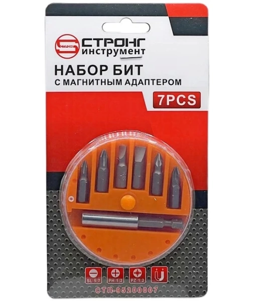 Набор бит карманный из 7 предметов Strong Econom СТП-95200007 - интернет-магазин «Стронг Инструмент» город Омск