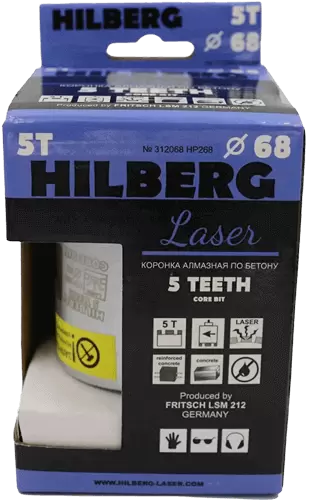 Коронка алмазная по армированному бетону SDS-Plus 68 мм Hilberg Laser 5 Teeth HP268 - интернет-магазин «Стронг Инструмент» город Омск