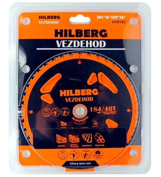 Универсальный пильный диск 184*16*40Т (reverse) Vezdehod Hilberg HVR185 - интернет-магазин «Стронг Инструмент» город Омск